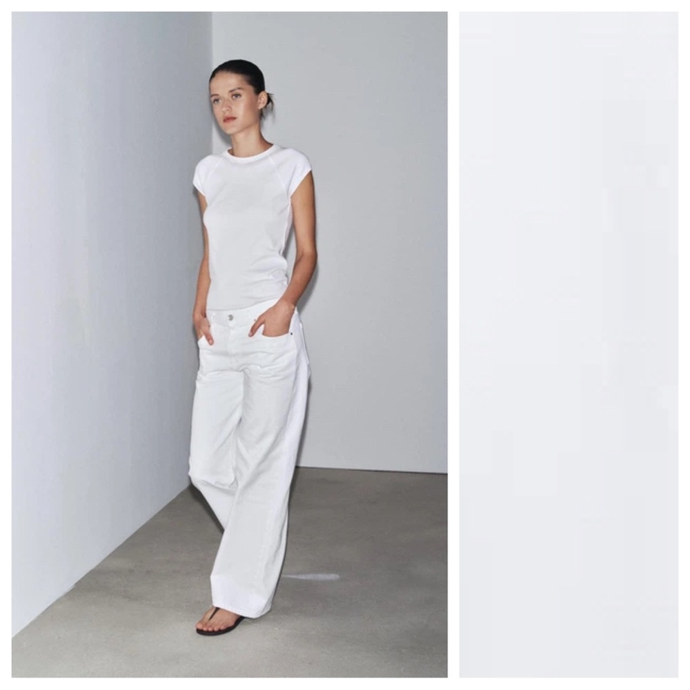 Zara White Wide Leg Jeans